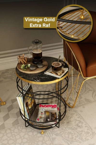 Bino Coffee Table Avangart Gold Leg Steel Side Center Table With Gold Shelf Modern Metal Nesting Table Flowerpot