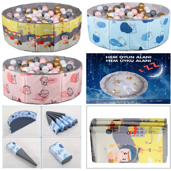 Baby Marine Foldable Ball Pool - Playground - Play Mat + 150 Balls in 5 Colors Gift