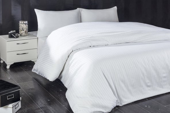 Komfort Home Single Striped Cotton Satin Duvet Cover Set