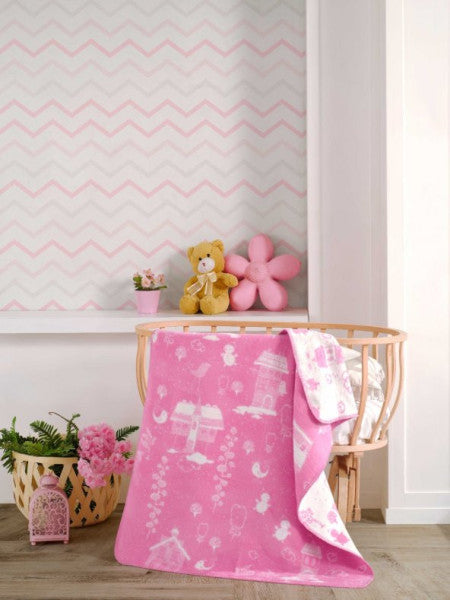 Komfort Home Cotton Baby Blanket 90x120 CM / Pink