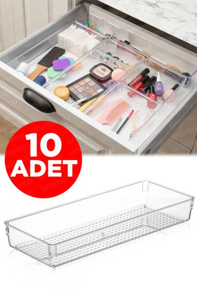 (10 Pieces) Modular Drawer Table Cabinet Organizer Multi-Purpose Organizer Acrylic | Transparent Organizer