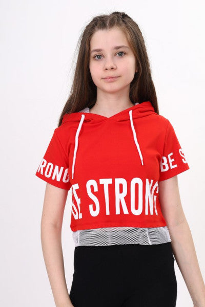 Toontoy Girl Be Strong Printed Hooded T-Shirt