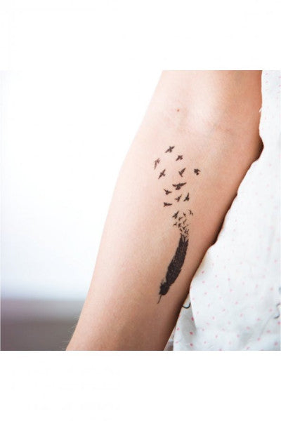 Bird And Feather Small Size Temporary Tattoo