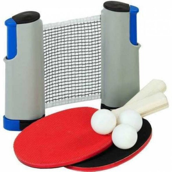 All The Tables Compatible Portable Table Tennis Net +2 Racket + 3 Ball