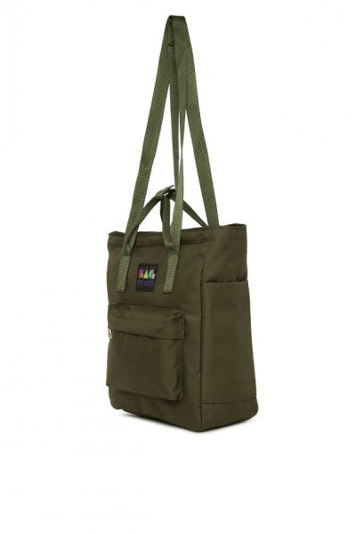 Bagmori Khaki Zippered Column Strap Backpack