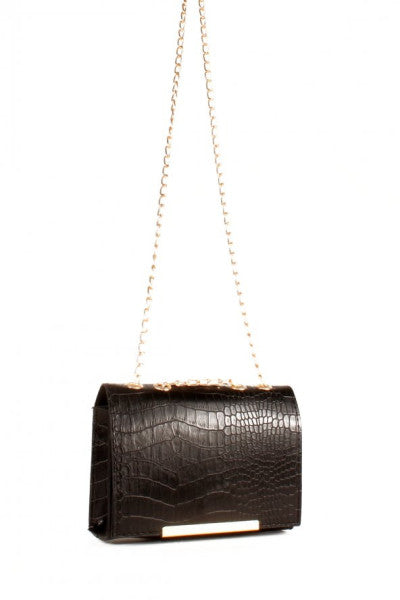 Women's Crocodile Patterned Chain Strap Shoulder Bag