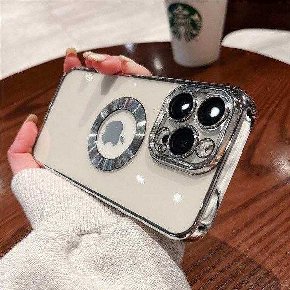 Iphone 14 Pro Logo Detailed Lens Protected Color Frame Detailed Transparent Silicone Case