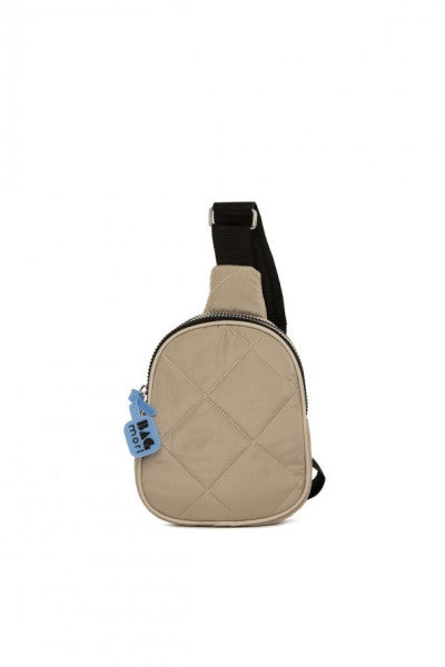 Bagmori Cream Quilted Thick Double Zipper Matte Crossbody Bag