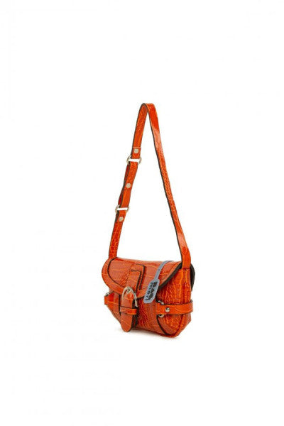 Bagmori Orange Belt Accessory Shiny Crocodile Bag