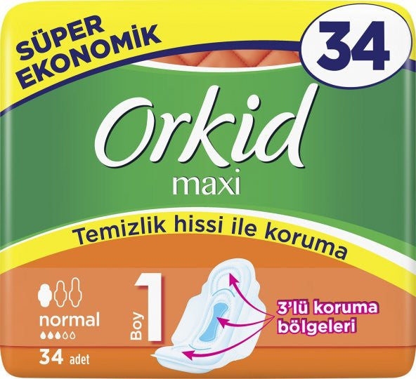 Orkid Maxi Normal 34 Pcs. Super Economic Package Sanitary Pad X 3 Pcs.
