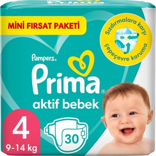 Prima Baby Diaper Active Baby Number 4- 30 Pcs Standard Package