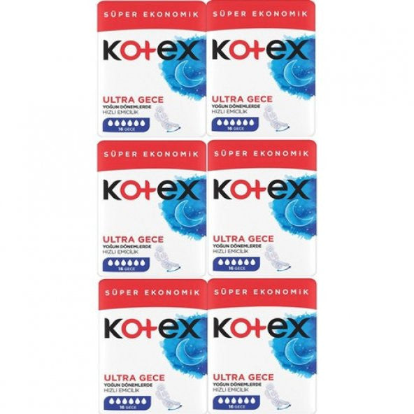 Kotex Ultra Quadro Super Eco Night 16 Pcs X 6 Pack