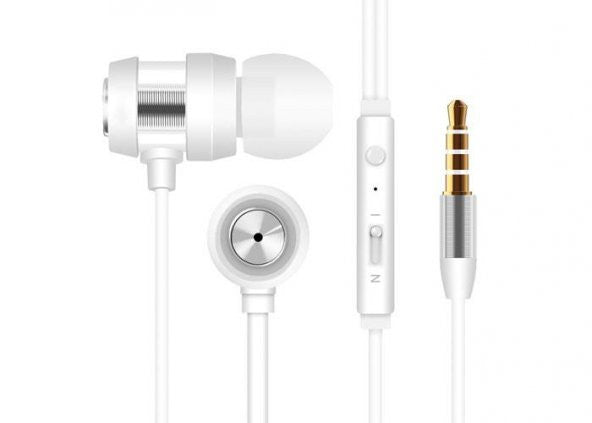 Snopy SN-J01 White silver In-Ear Single Jack Headphone with Microphone