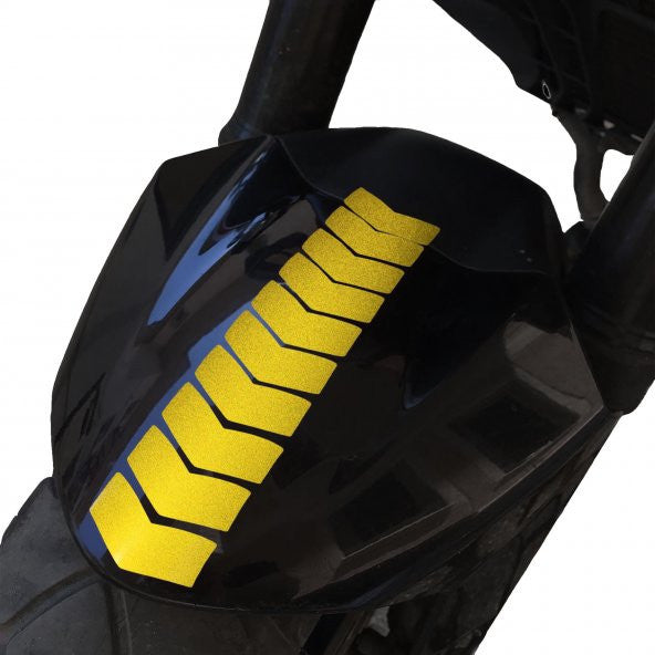 Reflective Yellow Fender Helmet Sticker with Arrow Design Çınar Extreme