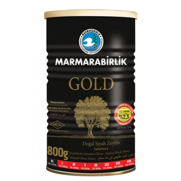 Marmarabirlik Gold Xl Natural Black Olives Unsalted 800 Gr