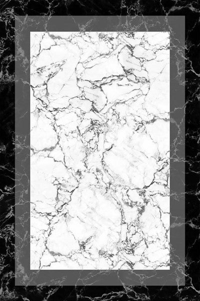 Frenda Home Frame Marble Td549-00 Non-Slip Leather Base Decorative Carpet Gray 80X150