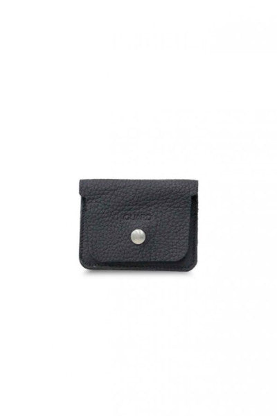 Guard Black Mini Leather Card Holder with Paper Money Compartment