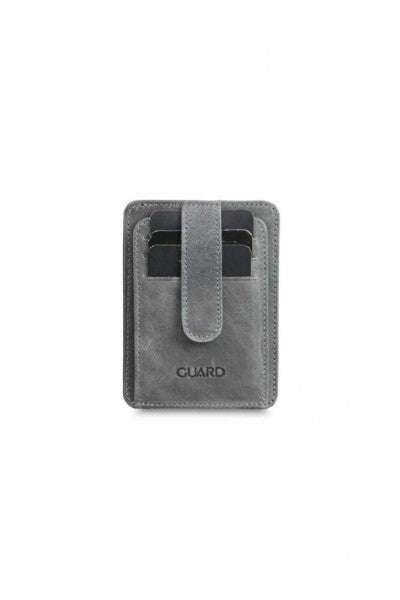 Guard Vertical Crazy Grey Leather Card Holder