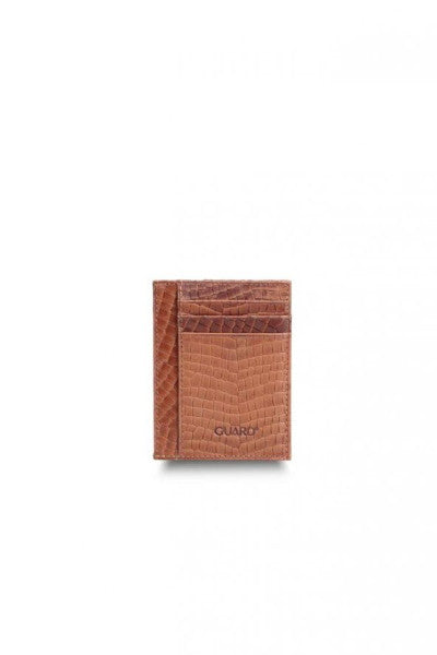 Guard Texas Printed Light Brown Leather Card Holder