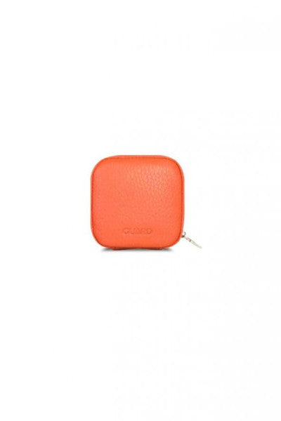 Guard Airpods Earphone Case Orange Zipper Genuine Leather Mini Accessory Bag