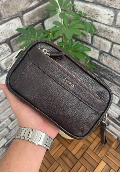 Guard Brown Genuine Leather Handbag
