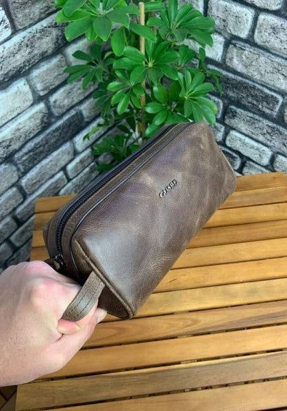 Guard Antique Brown Unisex Leather Clutch Bag