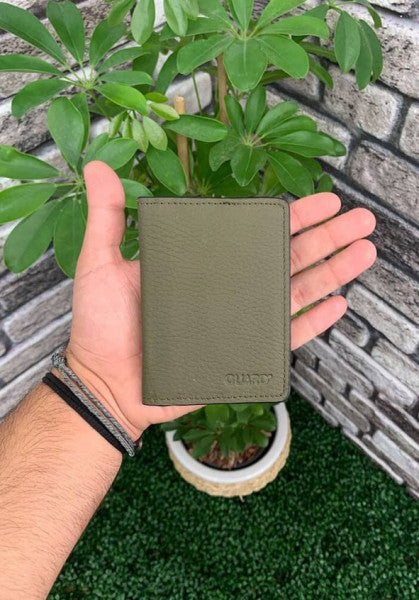 Guard Khaki Green Genuine Leather Card Holder