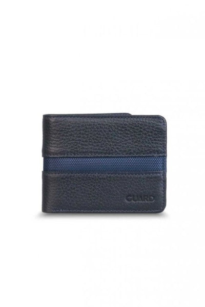 Guard Navy Blue Sport Striped Genuine Leather Men's Wallet