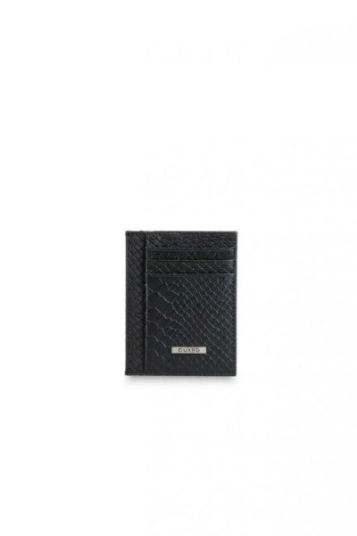 Guard Black Python Patterned Genuine Leather Card Holder