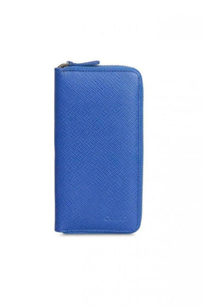Guard Blue Print Zipper Portfolio Wallet
