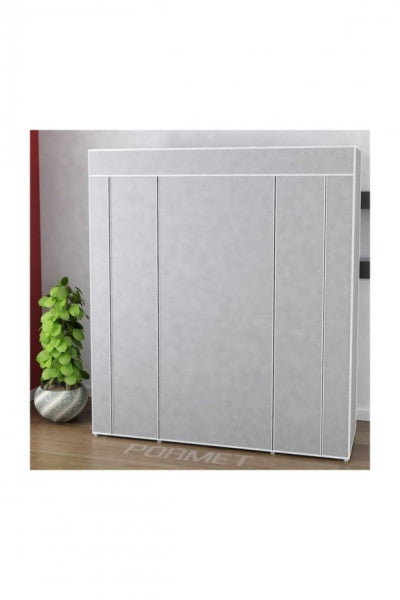 PORMET Cloth Cabinet with Double Side Shelves - Gray