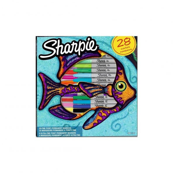 Sharpie Marker Permanent Fine 28 Pcs Fish 2061125