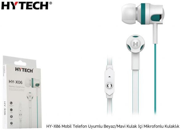Hytech HY-X06 Mobile Phone Compatible White-Blue Headset