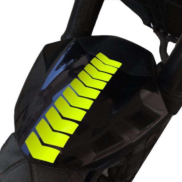 Fluorescent Yellow Fender Helmet Sticker with Arrow Design Çınar Extreme