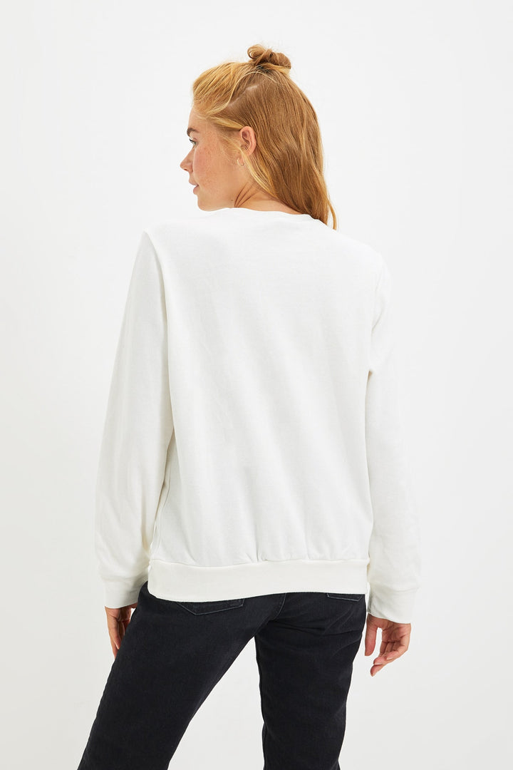 Wetsuit Tops |  Trendyolmilla Plum Printed Raised Knitted Sweatshirt Twoaw22Sw1084.