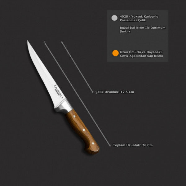Lazbisa Kitchen Knife Set Meat Bone Swimming Slicing Mincer Fruit Vegetable Butcher Knife ( S )