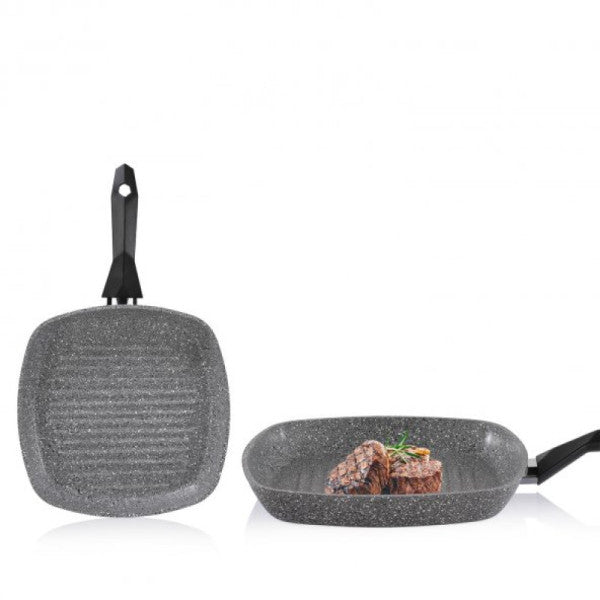 Schafer Cory Incombustible and Non-stick Square Grill Pan - 28Cm -Grey