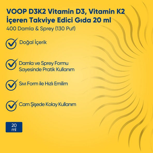 VOOP Vitamin D3K2 Spray-Damla 20 ml
