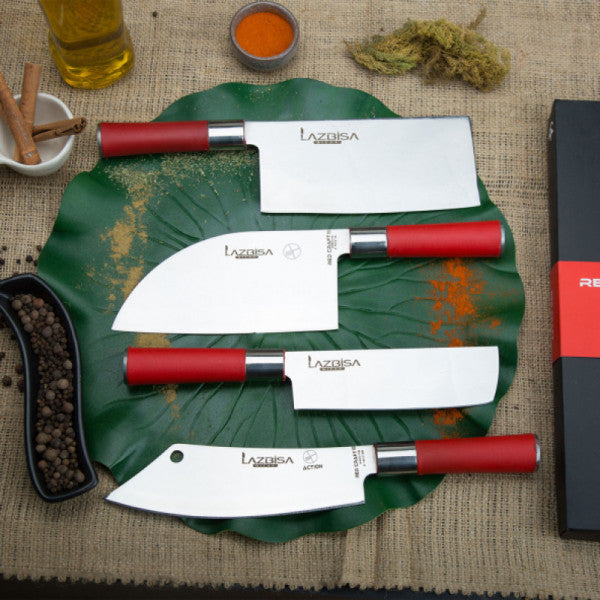 Lazbisa Kitchen Knife Set Meat Vegetable Chef Knife 4 Pcs Redcraft Series Action Almazan China Line Nakiri