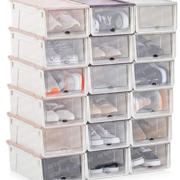 صندوق أحذية فاخر قابل للتكديس مع أدراج | مجموعة حاوية تخزين الأحذية القابلة للتكديس للرجال 12 قطعة