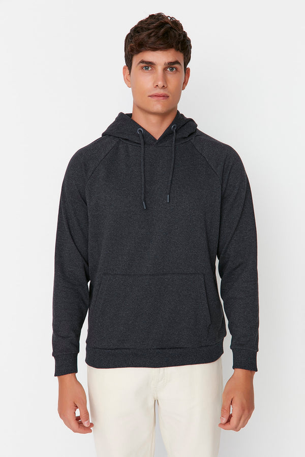 Trendyol Man Men's Basic Regular Fit Hooded Raglan Sleeve Soft Fluffy Sweatshirt Tmnaw23Sw00194