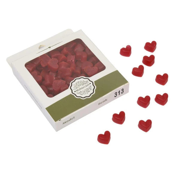 Seal Wax Melting Heart Beads Package Model No: 313 Pomegranate Red