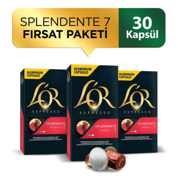 Curd - Splendente - Intensity 7 - Nespresso Compatible Capsule Coffee Opportunity Package 10 X 3 Packages (30 Pieces)
