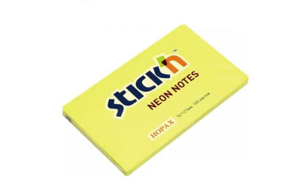 Hopax Stickn Sticky Note Paper Neon Yellow 76X127 mm 100 pages