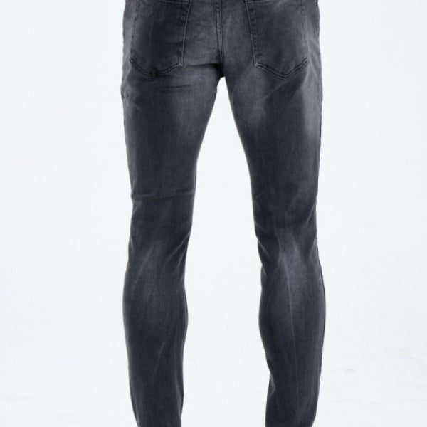 Men's Gray Slim Fit Stone Washed Jeans