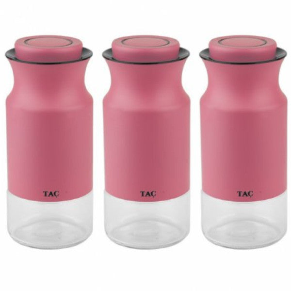 Tac Mia Set Of 3 Medium Size Jars Pink