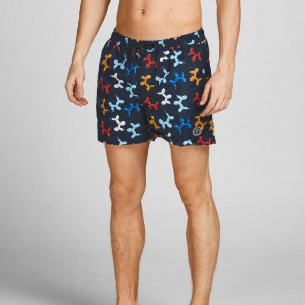 Jack Jones Men's Elastic Waist Patterned Beach Shorts 12204007