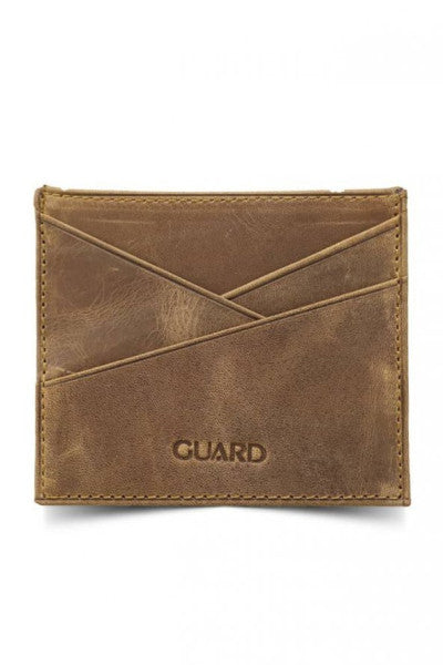 Guard Antique Light Brown Leather Card Holder