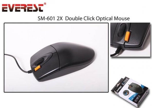 Everest SM-601U Black USB Optical Mouse 800 DPI 3 Buttons 1.4 m Cable Length