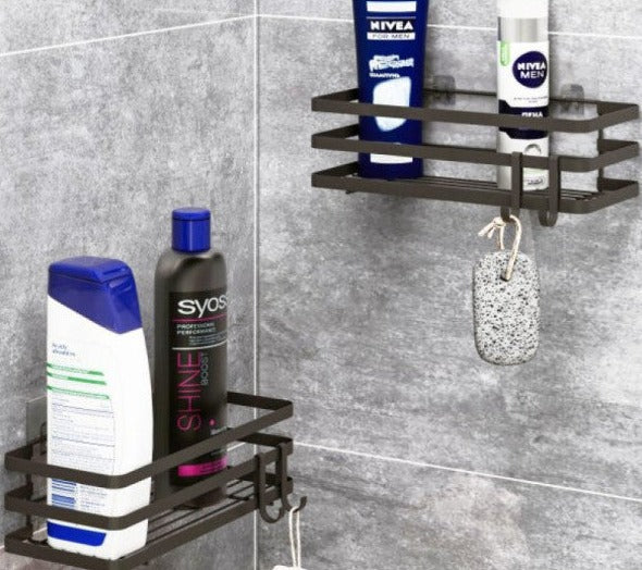 Bino Bathroom Organizer Shampoo Holder Soap Dish Set of 2 Label ADHESIVE 4 HANGERS Shower Shelf Organizer